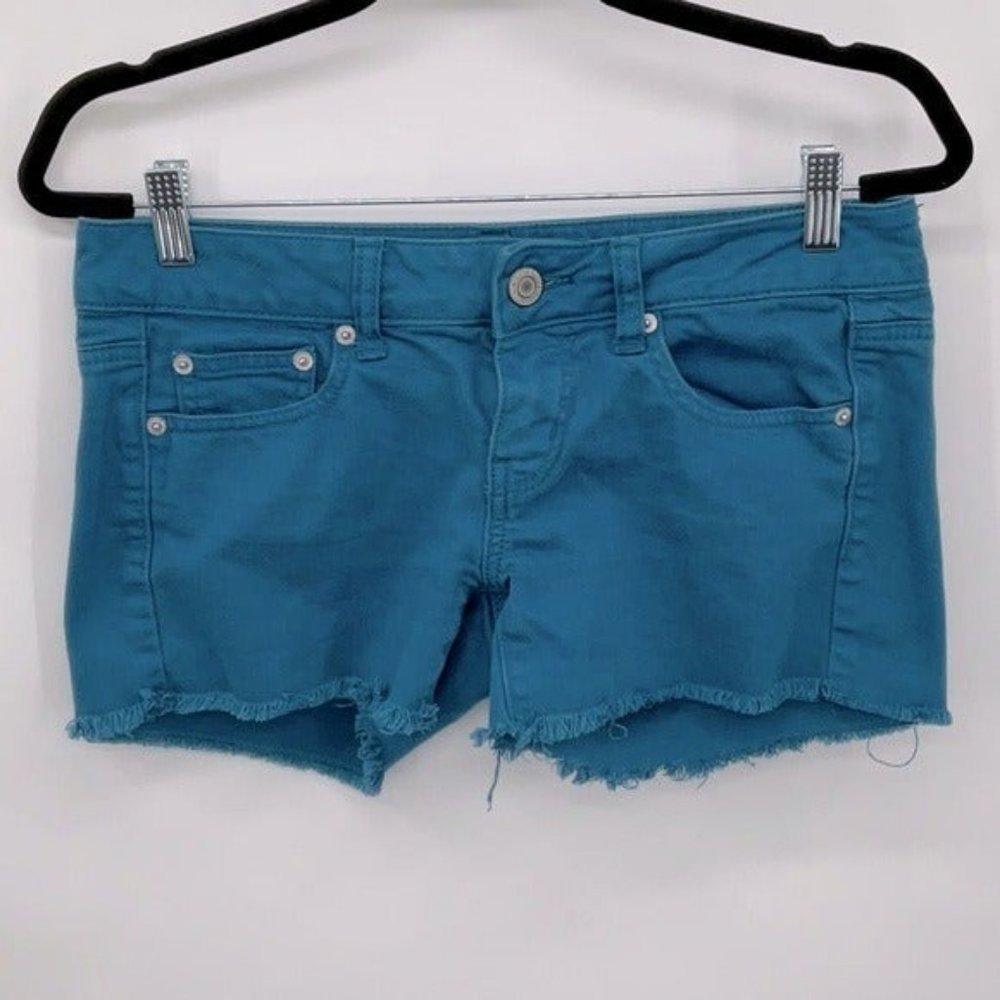American Eagle Stretch Teal Cut Off Shorts Size 4